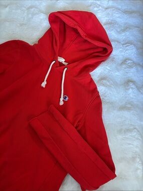 Champion Red Women's Hoodie with White Drawstrings